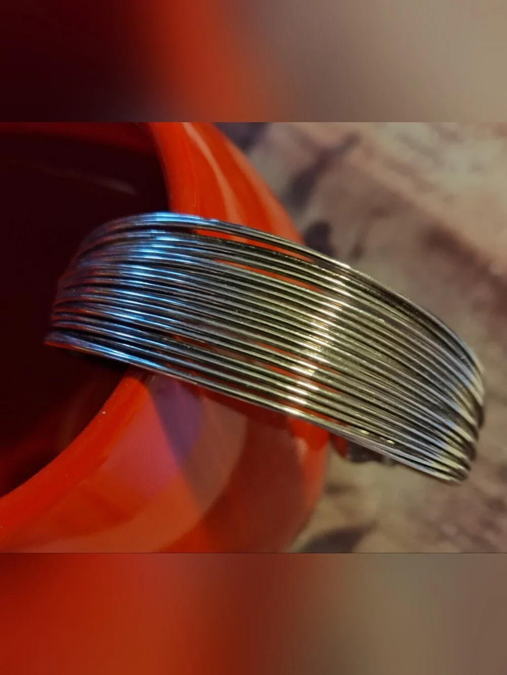 Multi-Strand Silver Tone Bangle Bracelet - Modern Stack
